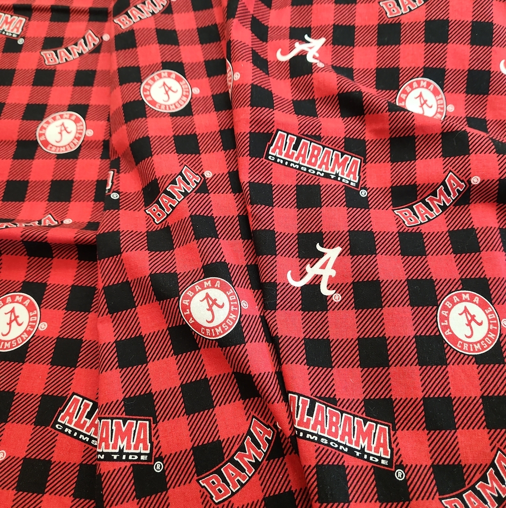 Fabric Alabama Crimson Tide Red & Black Plaid 1 Yard